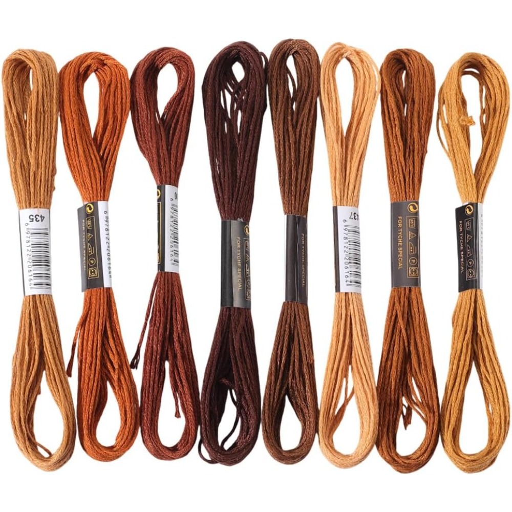 Embroidery Floss - 8 Skeins 6 Strands Brown Embroidery