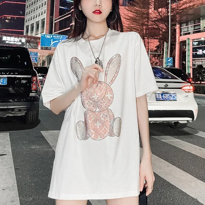 Embroidery Origin - Women's Summer Casual T-Shirt: Diamond Cartoon