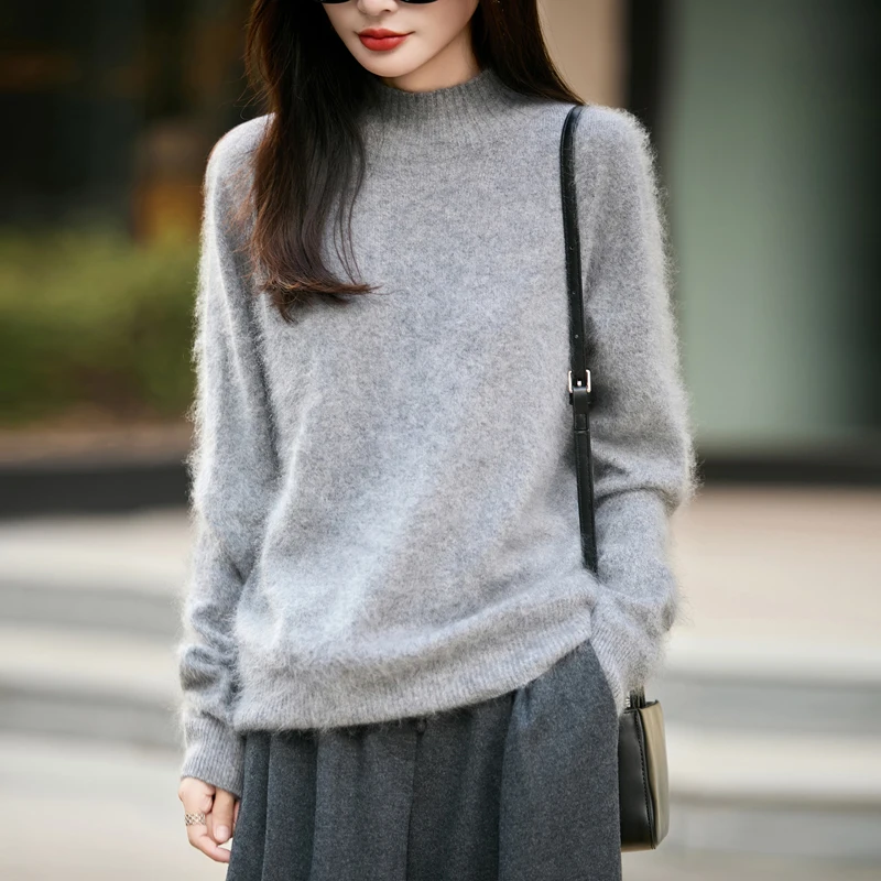 Embroidery Origin - 100% Wool Women's Fluffy High Neck
