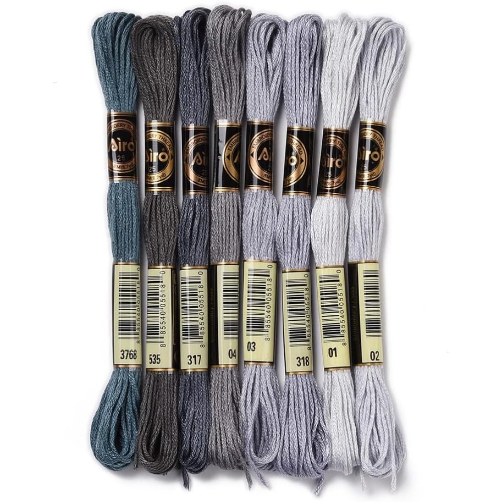 Embroidery Floss - 8 Skeins 70 Yards Grey Friendship