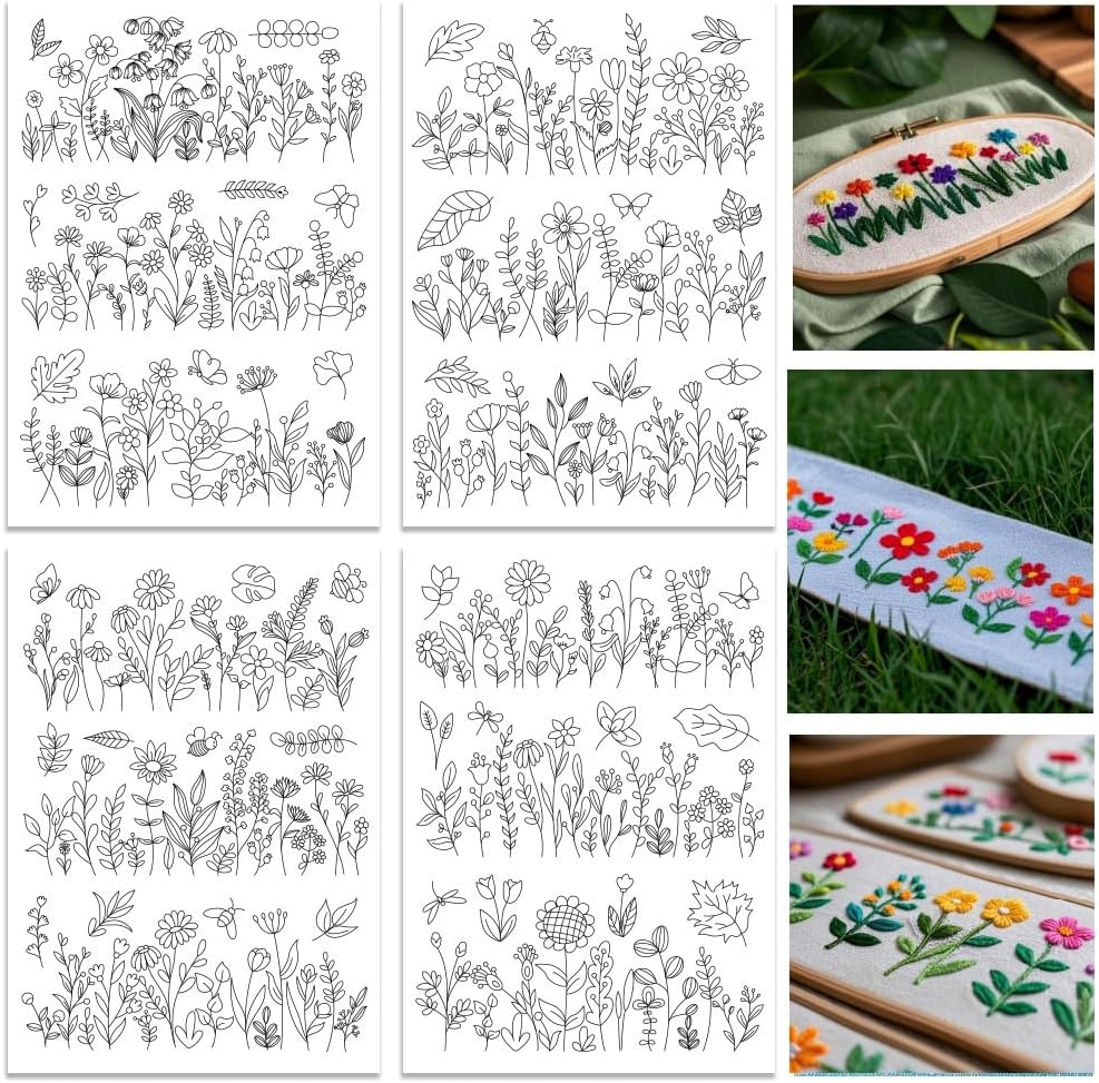 Embroidery Design Patterns Flowers - Water Soluble Embroidery Patterns Stabilizers Pre