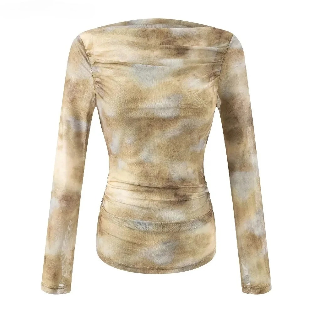 Embroidery Origin - 2025 Sexy Tie-Dye Print Ruched Shoulder