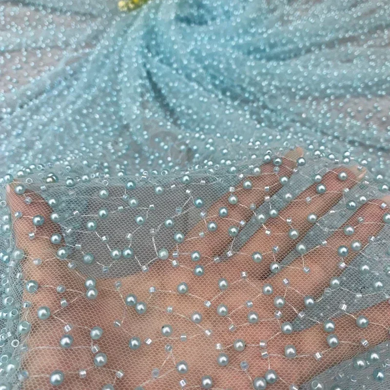 Embroidery Youtube - 1yard Pearl Mesh Fabric Round Bead