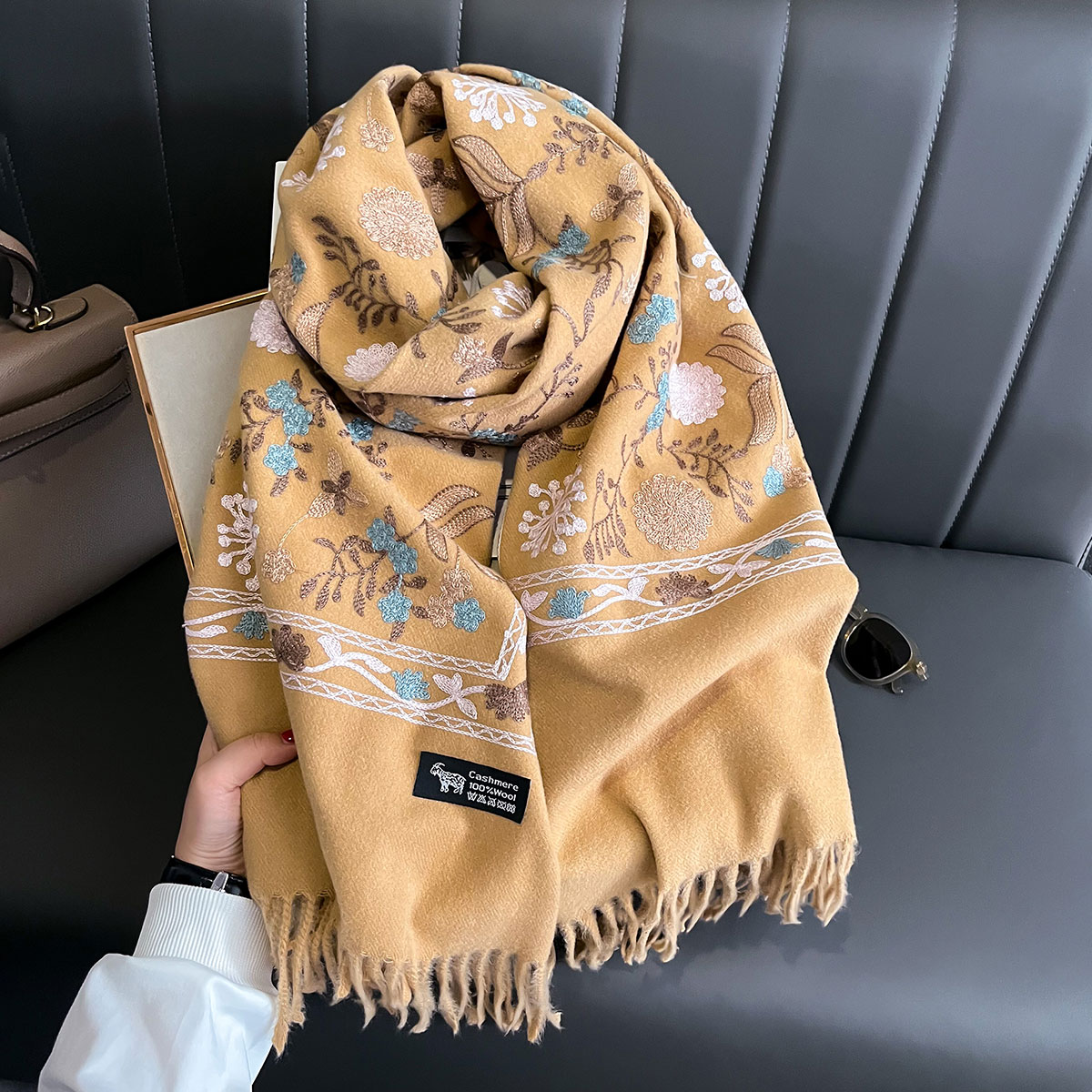 New Winter Warm Cashmere Scarf - Embroidery Pashmina ulasan dan harga