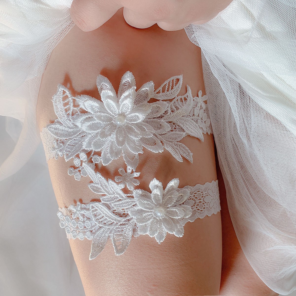 2pcs Bridal Wedding Garter Nav - Embroidery Ring ulasan dan harga