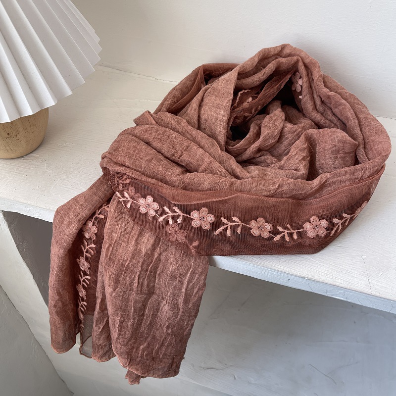 Cotton Linen Lace Splicing Sca - Embroidery Towel ulasan dan harga