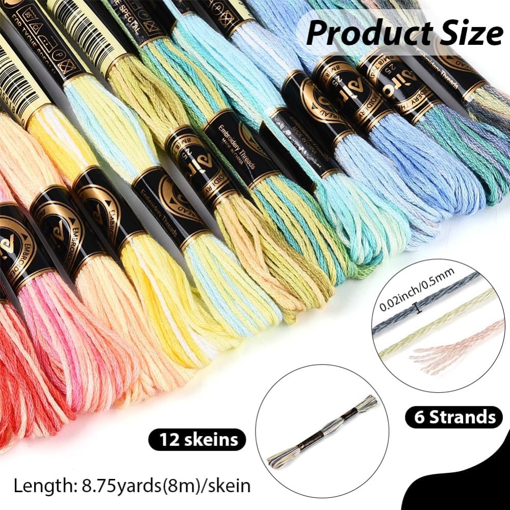 12 Skeins 105 Yards 6 Ply Vari - Embroidery Floss ulasan dan harga