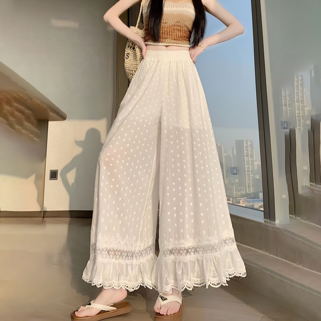 Women White Elastic High Waist - Embroidery Eyelet ulasan dan harga