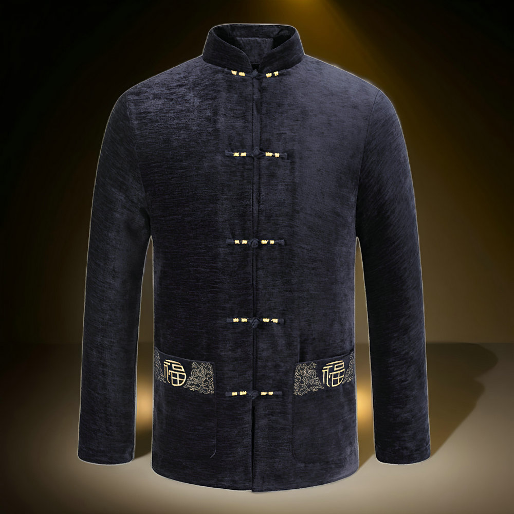 Men Velvet Fleece Lined Jacket - Embroidery Online Design ulasan dan harga