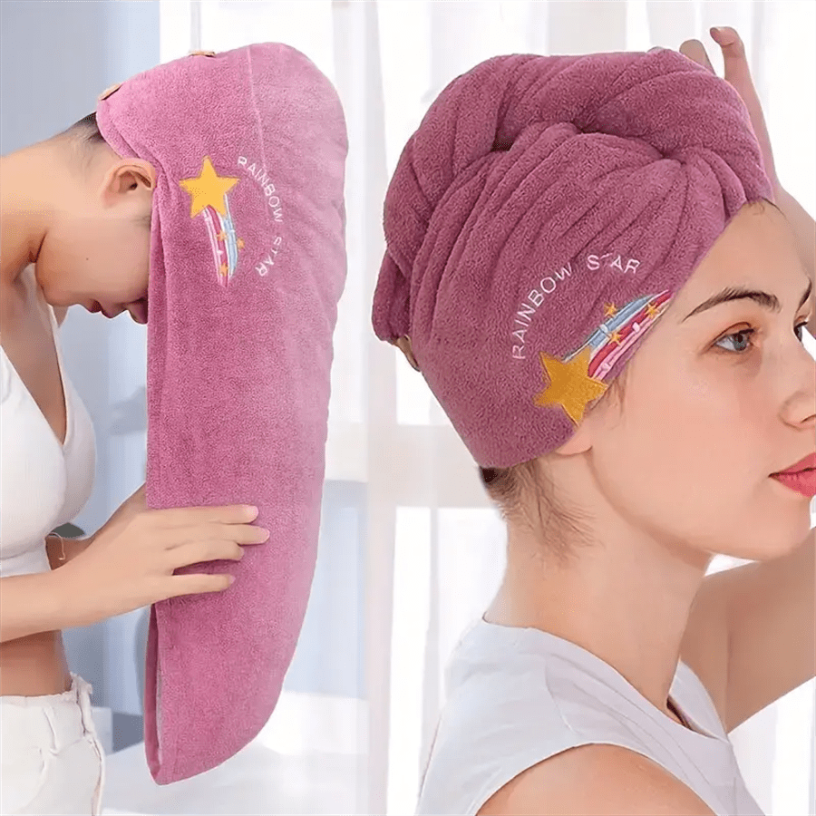 Quick-Dry Coral Fleece Hair To - Embroidery Towel ulasan dan harga