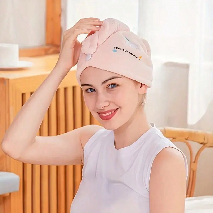 Quick-Dry Coral Fleece Hair To - Embroidery Towel ulasan dan harga