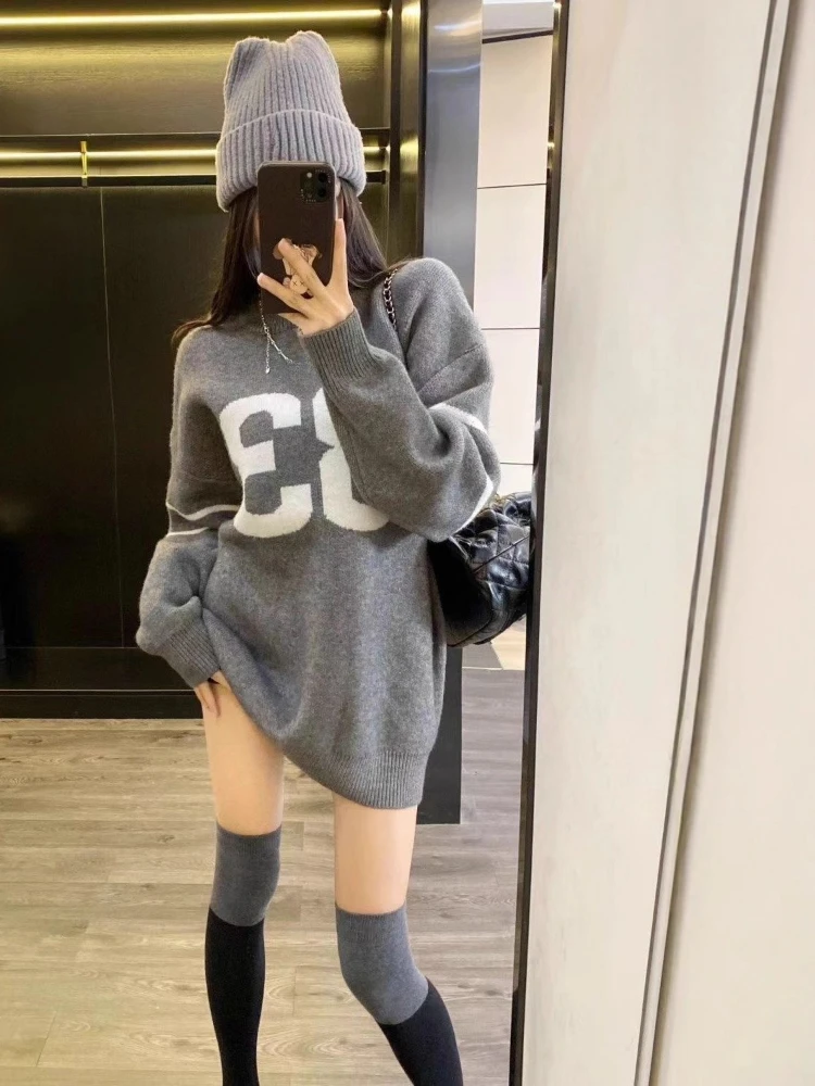 Y2K Vintage Knitted Sweater Wo - Embroidery Origin ulasan dan harga