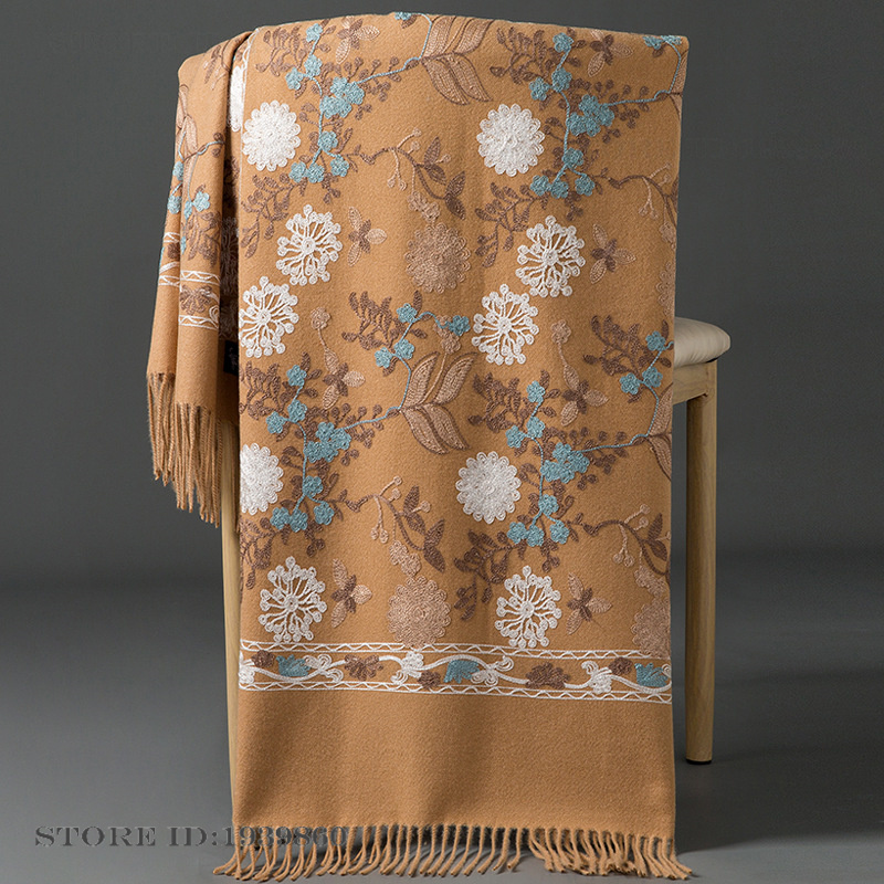 Women's Cashmere Pashmina Scar - Embroidery Pashmina ulasan dan harga
