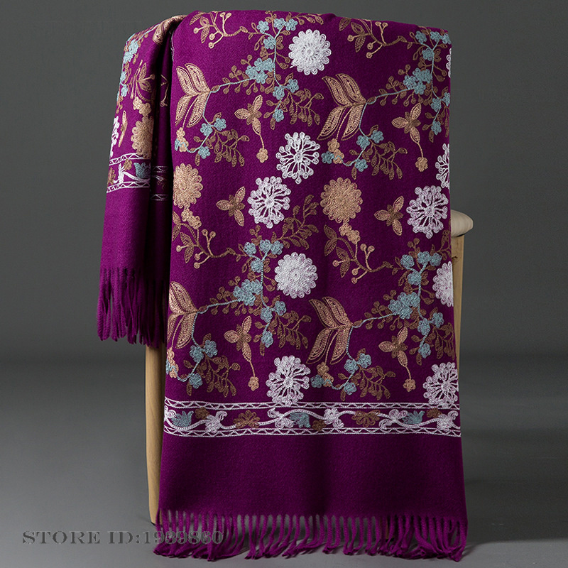 Women's Cashmere Pashmina Scar - Embroidery Pashmina ulasan dan harga