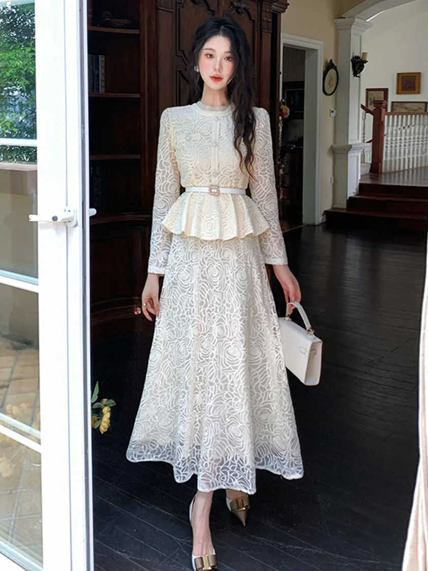 Formal Luxury Evening Lace Two - Embroidery Blouse ulasan dan harga