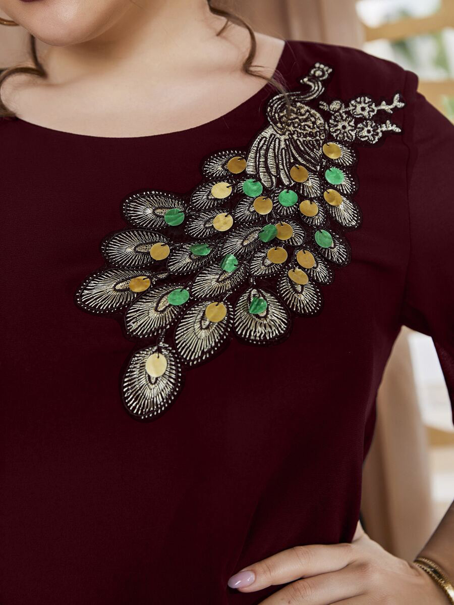 Plus Size Women's Embroidered  - Embroidery Blouse ulasan dan harga