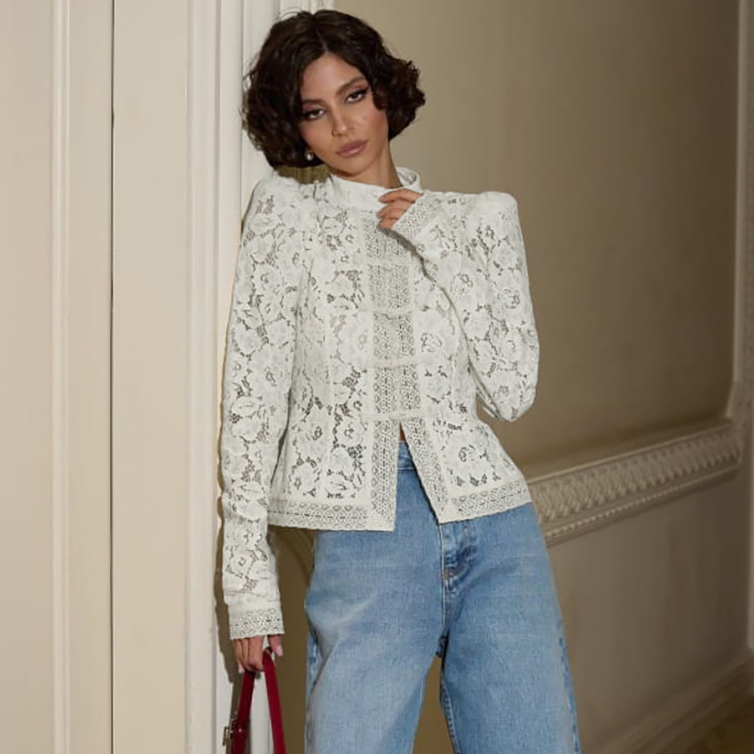 Linad Elegant Embroidery Puff  - Embroidery Blouse ulasan dan harga