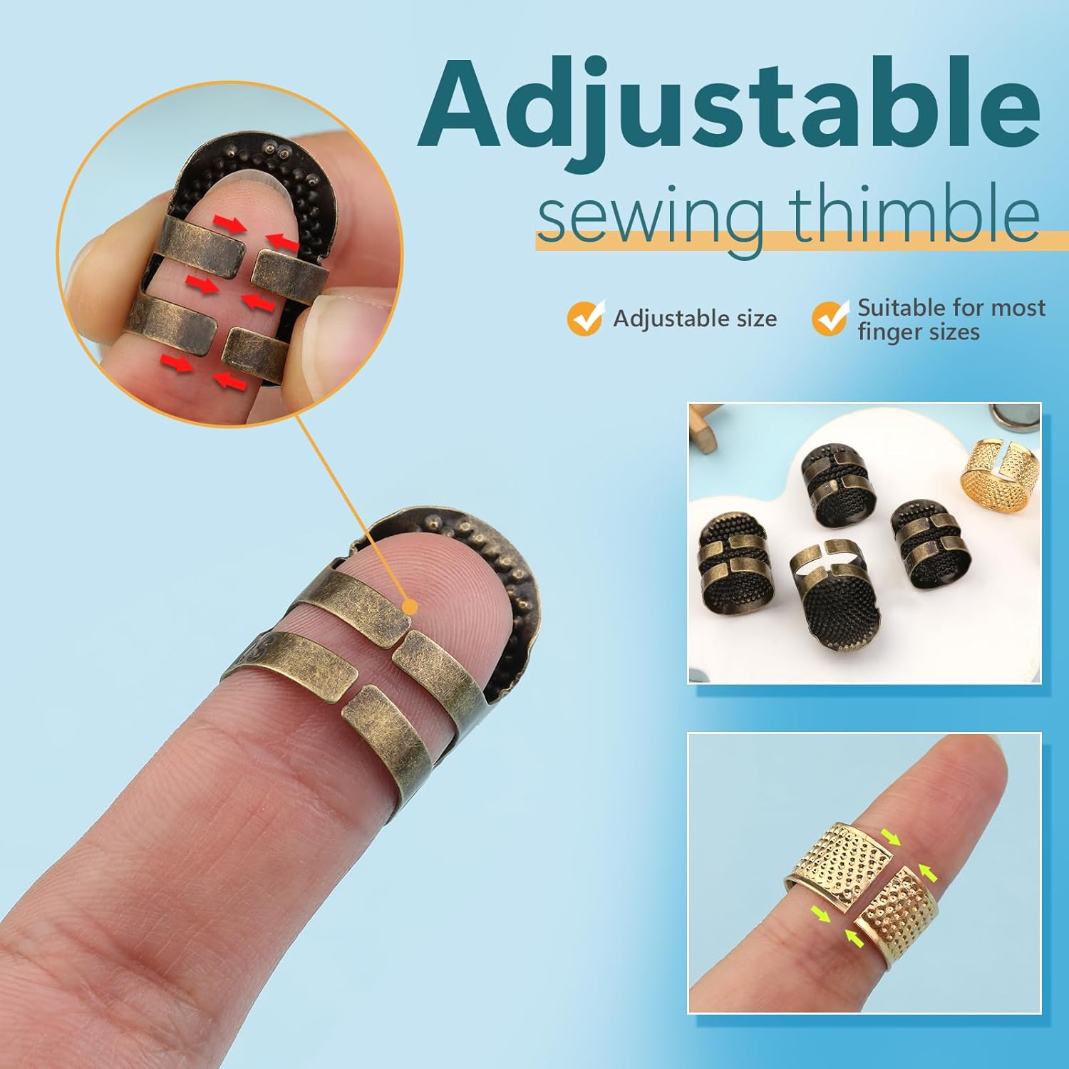 8PCS Sewing Thimble Kit for Ha - Embroidery Ring ulasan dan harga