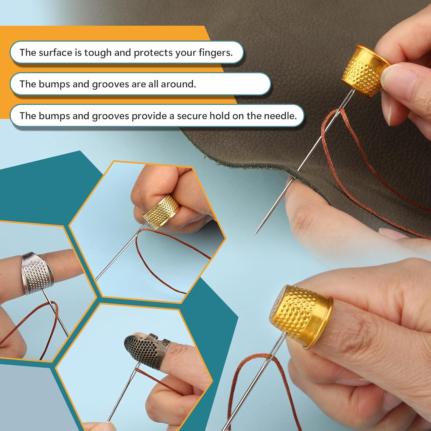 8PCS Sewing Thimble Kit for Ha - Embroidery Ring ulasan dan harga