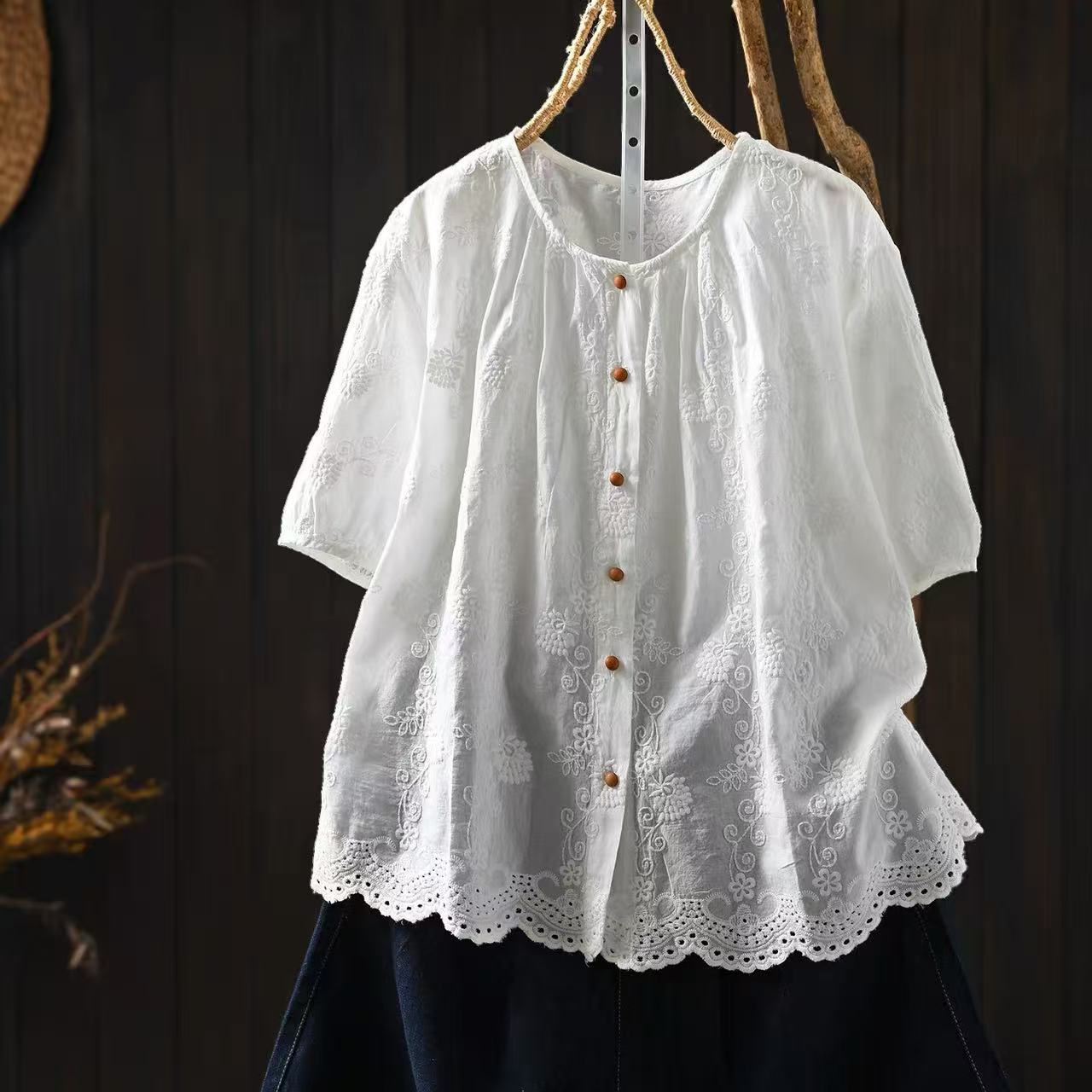 Women 100% Cotton Floral Eyele - Embroidery Eyelet ulasan dan harga