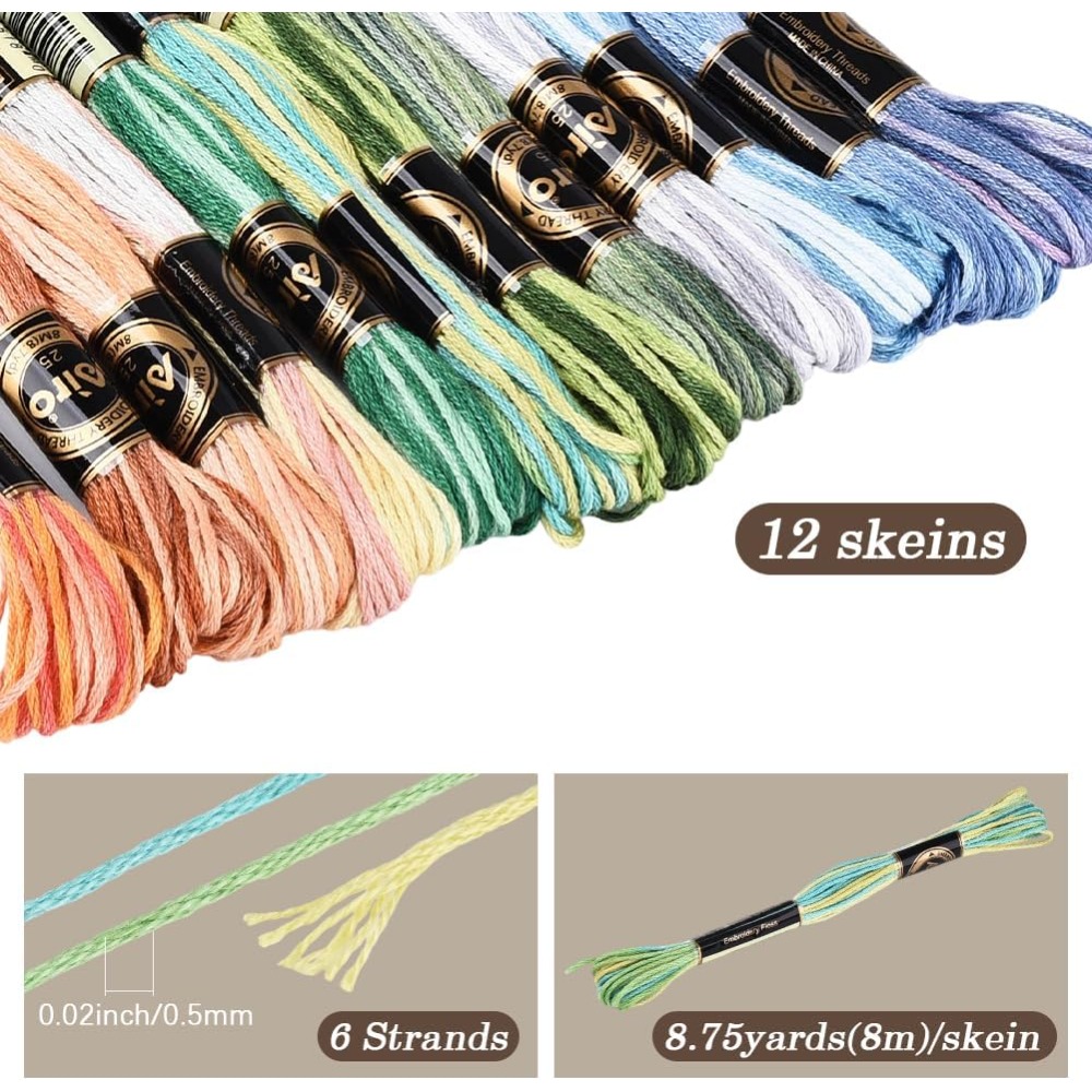 12 Skeins 105 Yards Cross Stit - Embroidery Floss ulasan dan harga