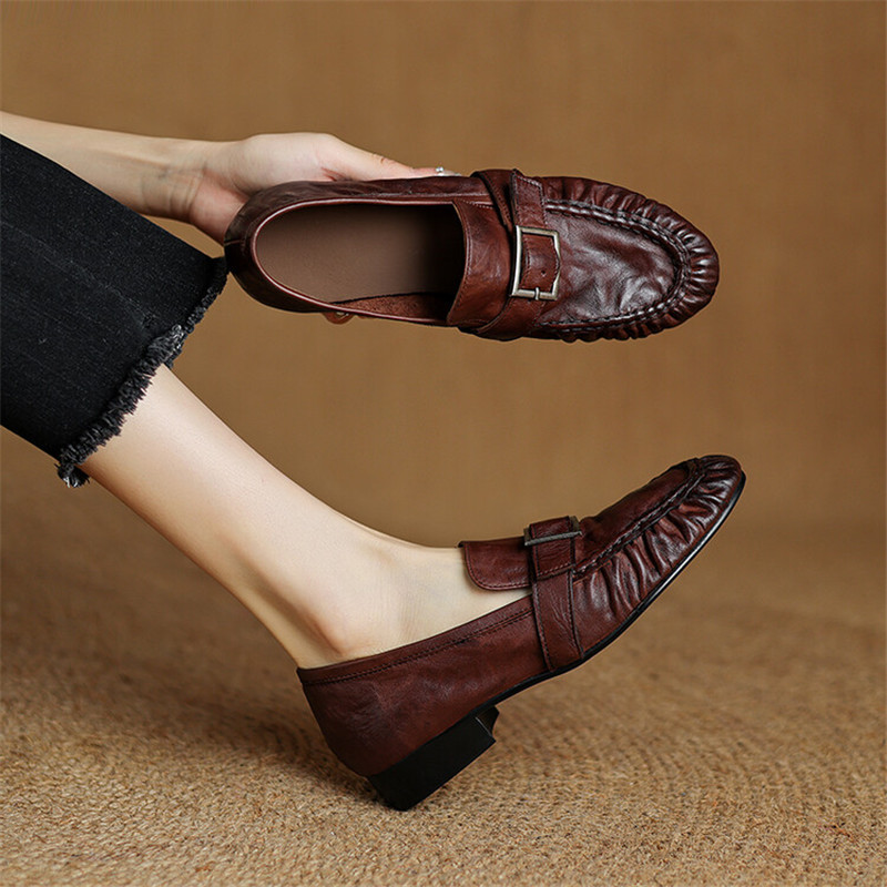 New Autumn Genuine Leather Wom - Embroidery Flat Shoes ulasan dan harga