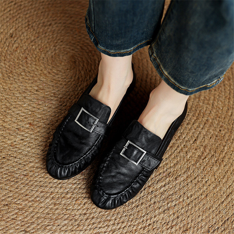 New Autumn Genuine Leather Wom - Embroidery Flat Shoes ulasan dan harga
