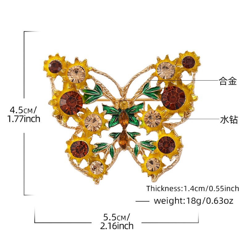 Natural enamel brooch, sunflow - Embroidery Whale ulasan dan harga