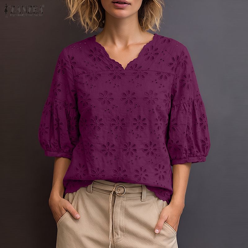 ZANZEA 2026 Eyelet Embroidery  - Embroidery Eyelet ulasan dan harga