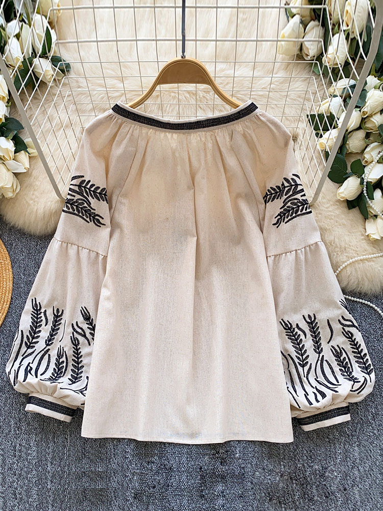 Women Bohemian-style Blouse Em - Embroidery Blouse ulasan dan harga