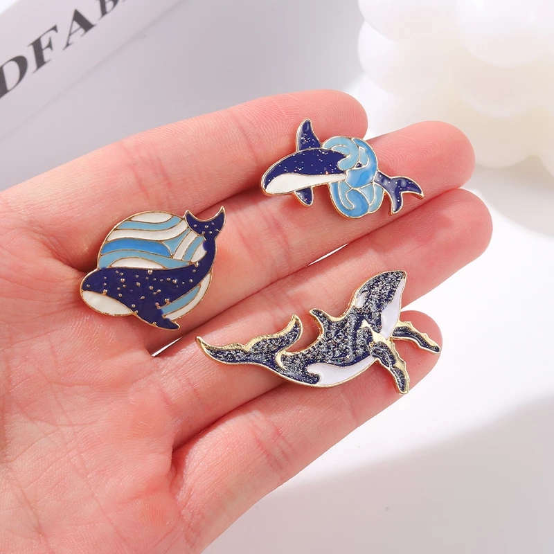 Sea Whale Series Enamel Pin Ca - Embroidery Whale ulasan dan harga