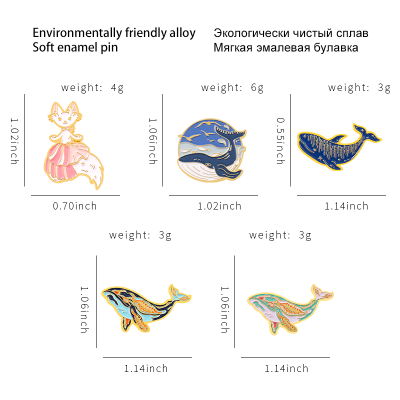 Sea Whale Series Enamel Pin Ca - Embroidery Whale ulasan dan harga