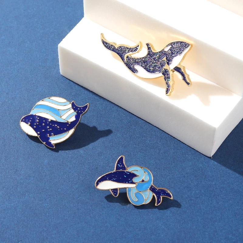 Sea Whale Series Enamel Pin Ca - Embroidery Whale ulasan dan harga