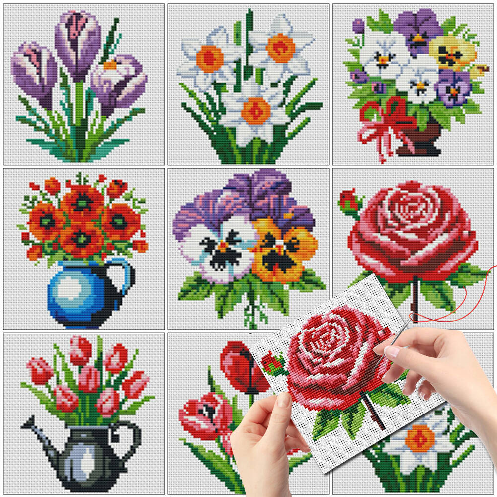 Evershine 8pcs Mini Flower Cro - Embroidery Design Patterns Flowers ulasan dan harga