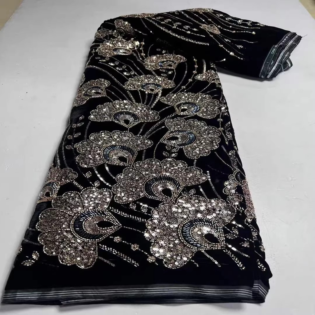 5yard New velvet tela Sequin b - Embroidery Youtube ulasan dan harga