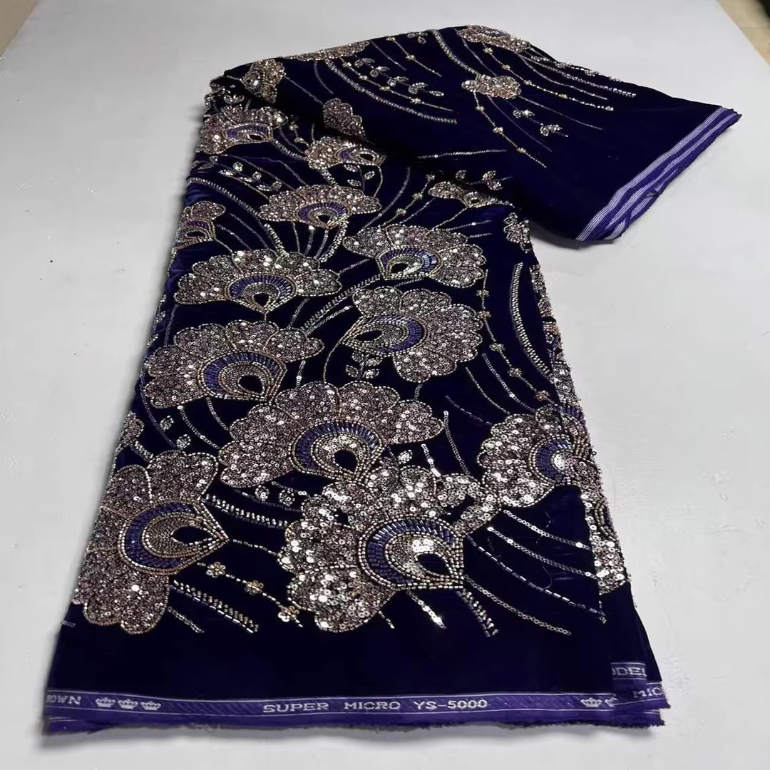 5yard New velvet tela Sequin b - Embroidery Youtube ulasan dan harga