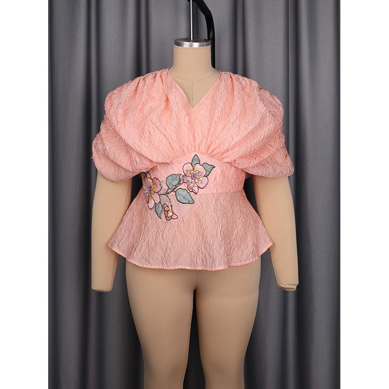 Slergiri Plus Size Floral Embr - Embroidery Blouse ulasan dan harga