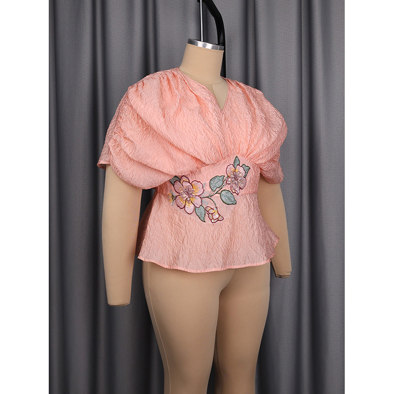 Slergiri Plus Size Floral Embr - Embroidery Blouse ulasan dan harga