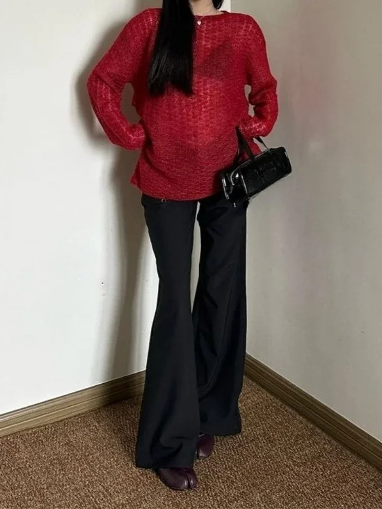 Y2K See-Through Knitted Women' - Embroidery Origin ulasan dan harga