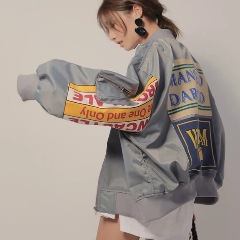 Harajuku Letters Jacket Women  - Embroidery Design Patterns Flowers ulasan dan harga