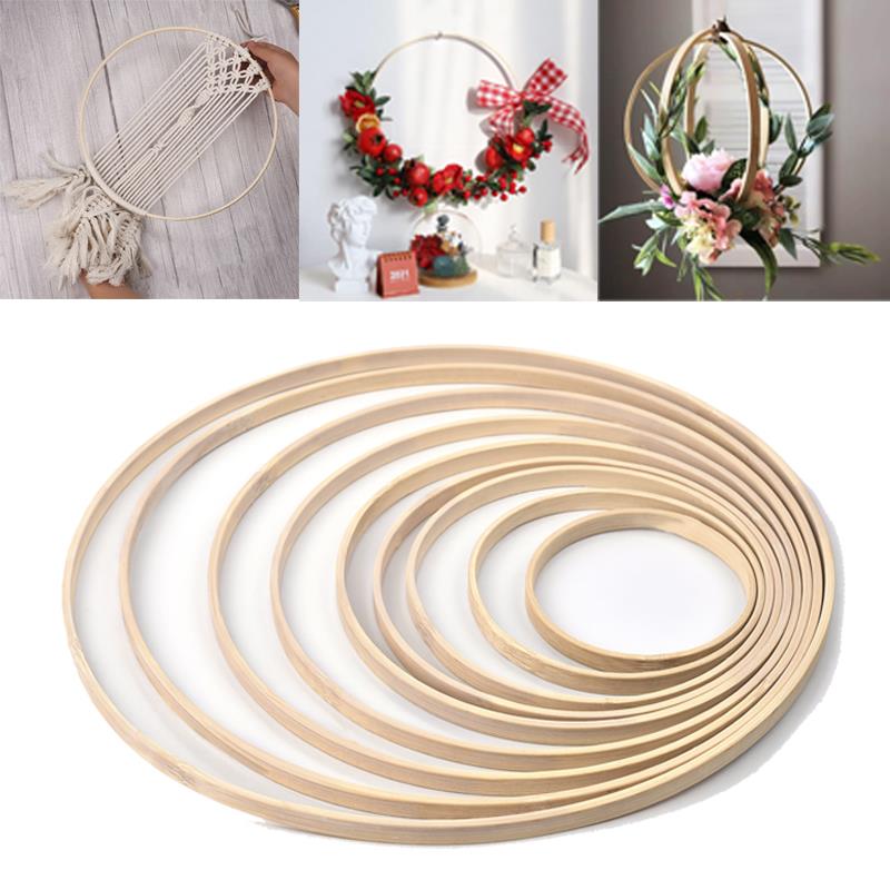 1/5Pcs 8-33cm Wooden DIY Handm - Embroidery Ring ulasan dan harga